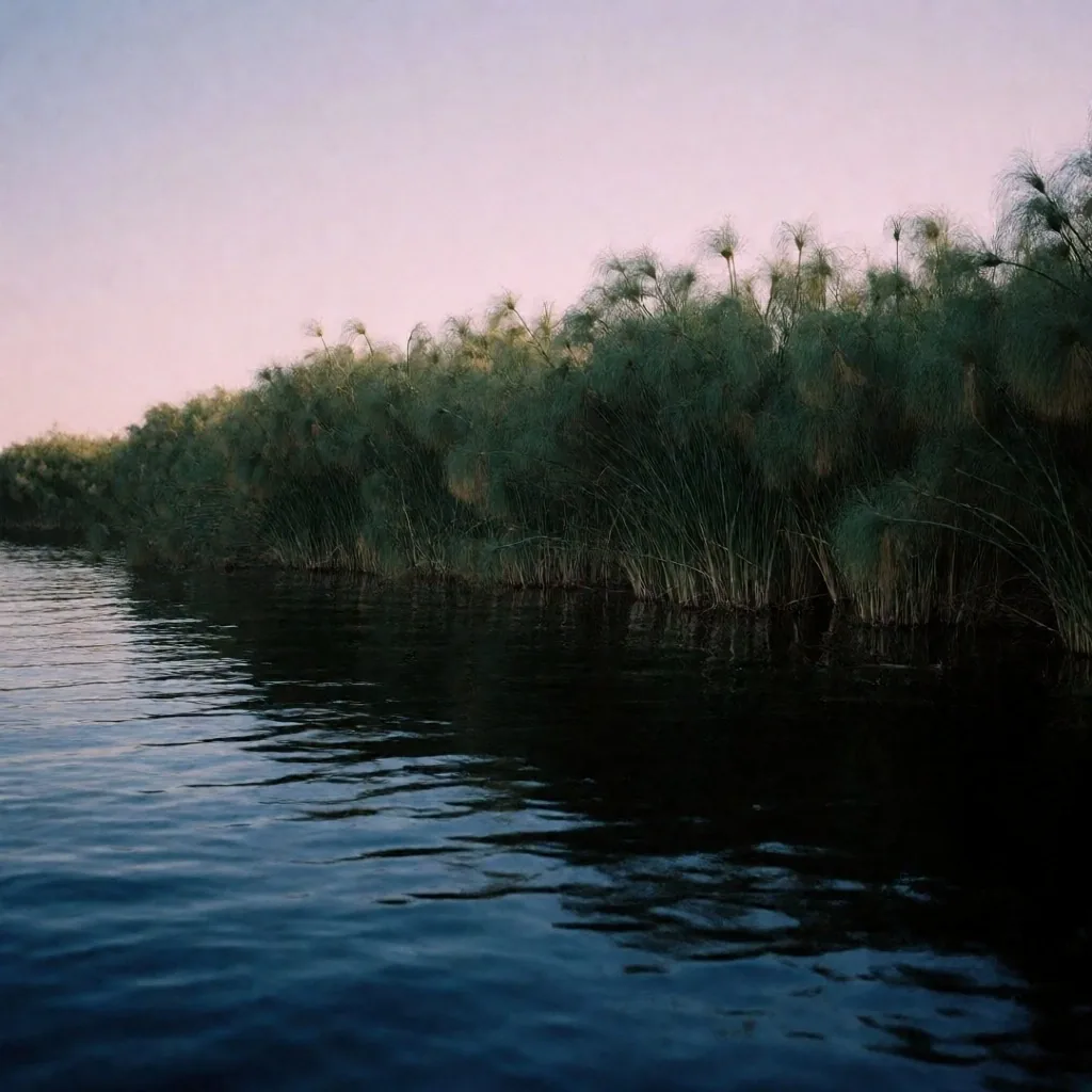 Reeds and papyrus along the Nile at blue hour
