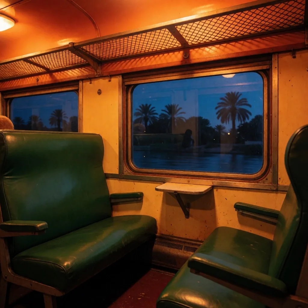 Interior of a night train carriage along the Nile