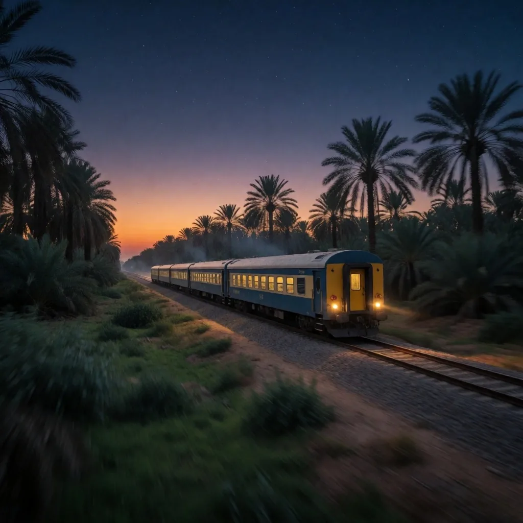 Palm trees against twilight sky over Egypt